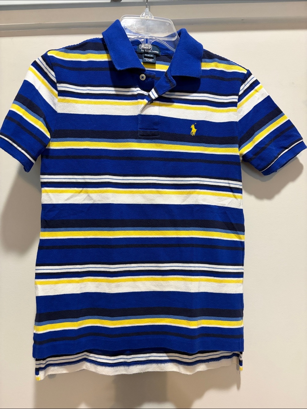 Ralph Lauren Royal Blue White and Yellow Striped Polo